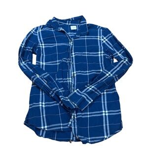 J. Crew Navy and White Plaid Shirt